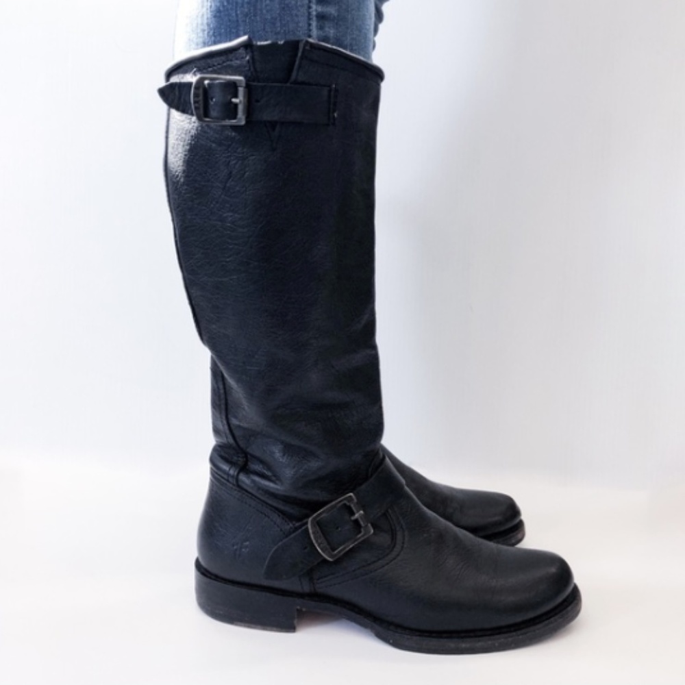 Frye Veronica Slouch Black Leather Boots